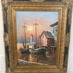 Max Savy Signed Painting- Beautiful Maritime Scene 