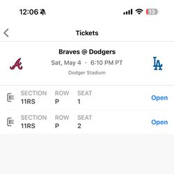 Dodgers vs Braves - Saturday 5/4/24 - Aisle Seats