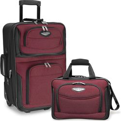 Travel Select Amsterdam Expandable Rolling Upright Luggage, Burgundy, 2-Piece Set