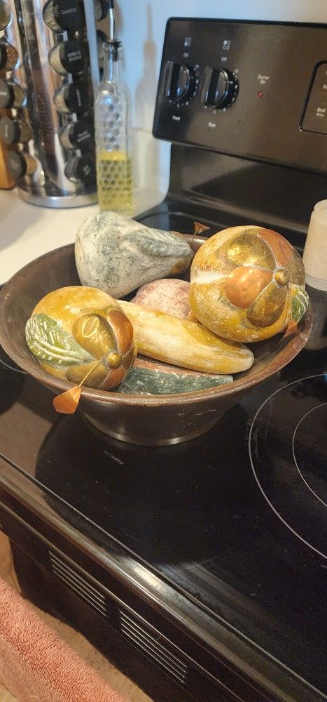 Anthropology Metal Fruit And Bowl 