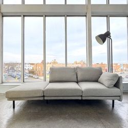 Burrow Midcentury Modern Minimalist Modular Gray Fabric Sofa Couch (🚚 Free delivery)