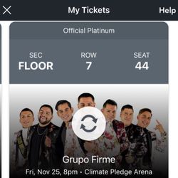 2 Grupo firme Tickets Floor Seats ROW 7 Seattle 11/25