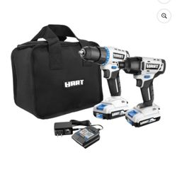 HART 20V Drill/Impact Kit w/ (2) 1.5Ah Lithium-Ion Batteries, 3-Jaw Chuck