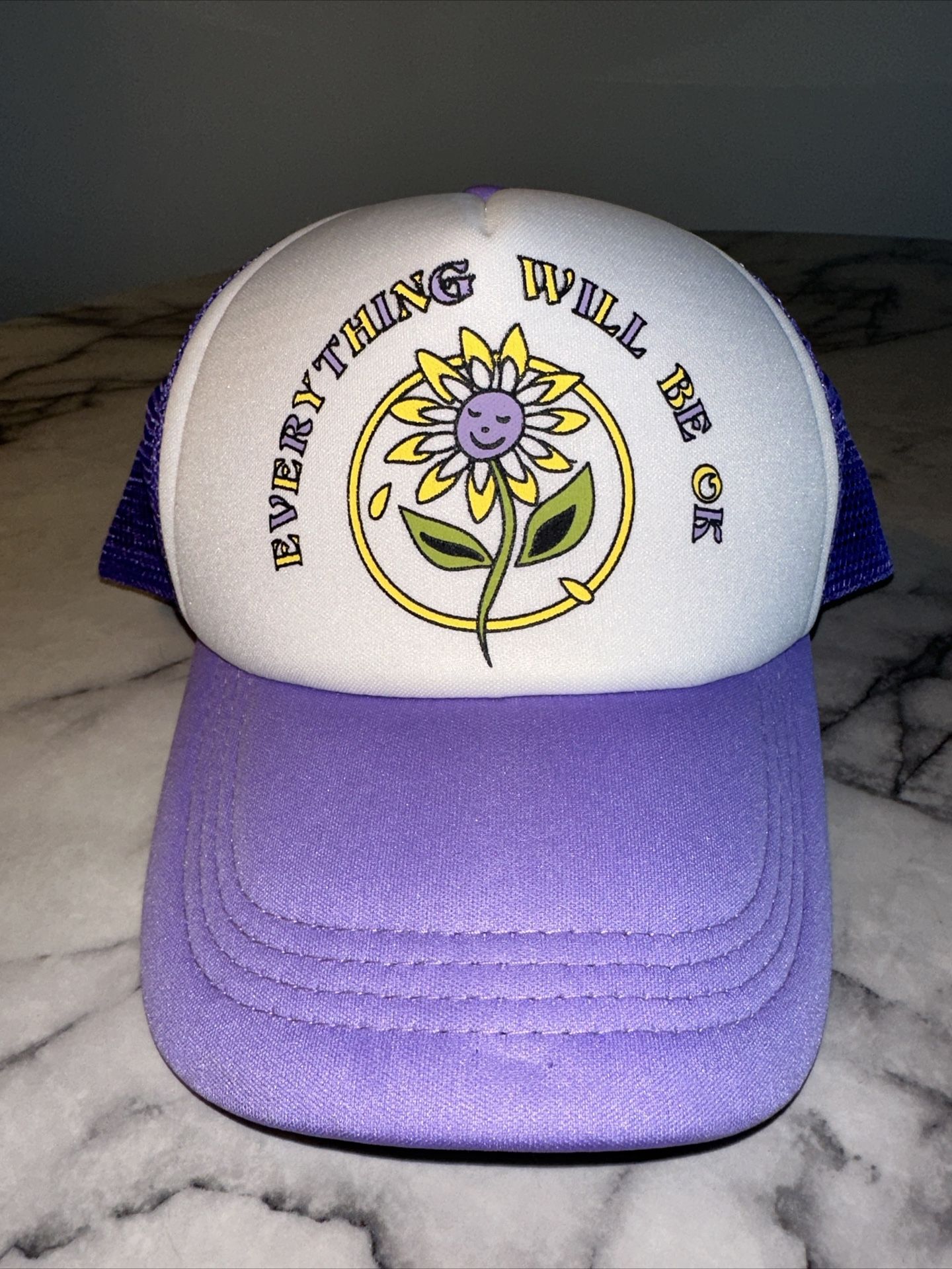 Pastel Purple EVERYTHING WILL BE OK Trucker Mesh SnapBack Hat Tillys Zumiez sk8