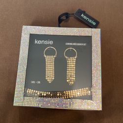 Kenzie Earrings And Choker Set/gold/nib