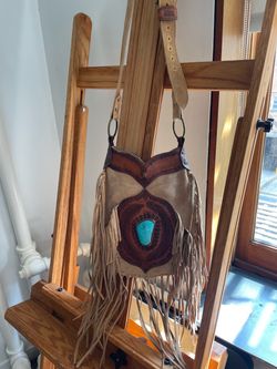 Handmade hand tooled leather bag