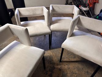 4 White Barrel Style Chairs