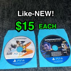 🤖 Overwatch PS4 Games – Like New – $15 Each (Standard & GOTY Edition)