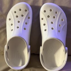 Crocs Unisex White W/Black Logo BAYABAND CLOG Mule Size 11