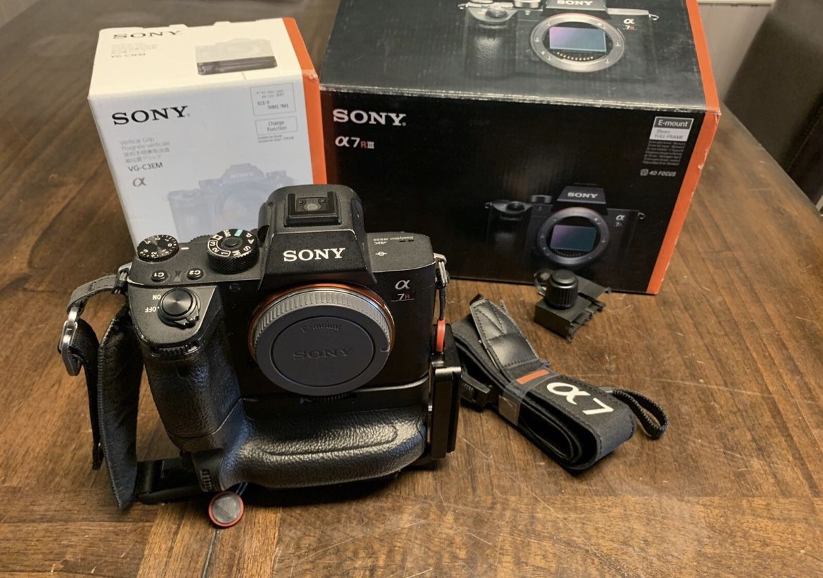 Sony a7R III Mirrorless Camera Body with Sony VG-C3EM Battery Grip.
