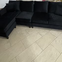 Black Velvet Sectional Sofa