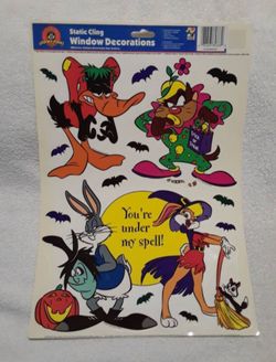 Vintage Looney tunes Halloween static cling window decorations  #1