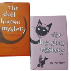 Rare set of signed copies both The Doll House Mystery,©'58+The Toy Shop Mystery by Flora Gill Jacobs
