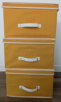 3 collapsible Fabric Storage Bins with Lids and Handles 15.5" x 15.5" x 9.75" - $4 each, $10 for 3