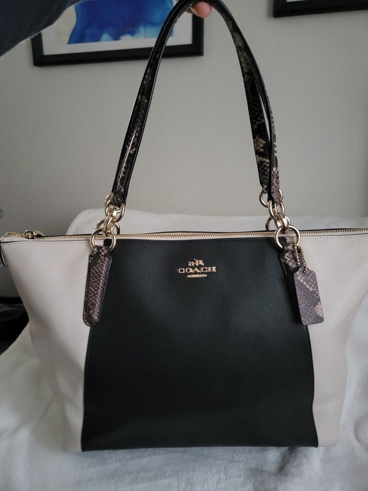 Coach Ava Exotic Trim Leather Tote