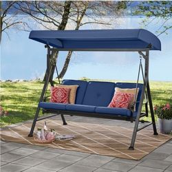 New Patio Swing With Adjustable Canopy, Was Assembled And Kept Indoors Only Then Changed Our Mind