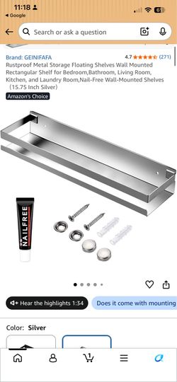 New metal floating storage shelves