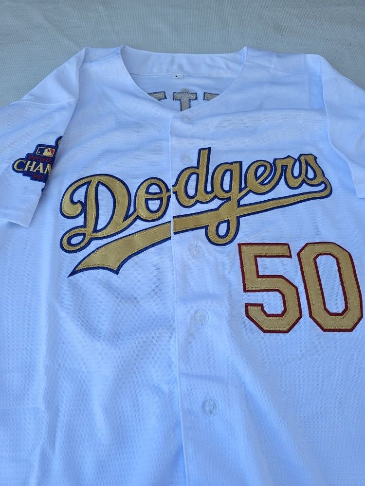 White Gold Stitched Los Angeles Dodgers Mookie Betts Championship Jersey