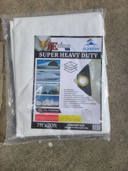 7ft × 20ft Super Heavy Duty White Tarp