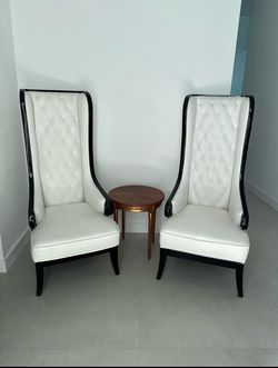 Set high back accent chairs in white