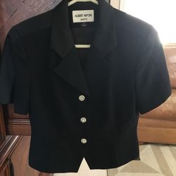 New Teenager / Woman’s Black Jacket / Top - Satin Trim/ Rhinestone Buttons Size 6