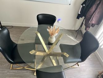 Round Glass Dining Table with 4 Chairs
