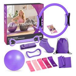 Brandnew Pilates Kit 13Pcs Home Pilates Essentials Workout Kit with 13" Ring, 10" Ball and Resistance Bands for Women at Home Pilates Equipment Set 