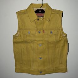 Levi's Yellow Denim Button Up Vest Size Medium girls 