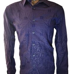 ROBERT GRAHAM HOUNDSTOOTH PURPLE BUTTON DOWN SHIRT MAN SIZE LARGE
