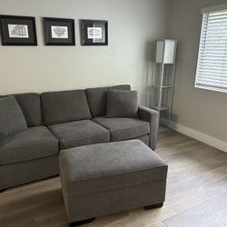 Gray Couch & Ottoman