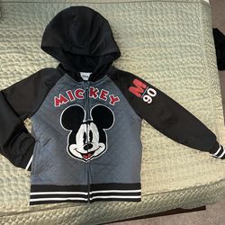 Disney Mickey Mouse Size 4T Kids Hoodie Zip Up Jacket 