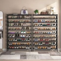 Set of 2 Shoe Racks 50 Pair Shoe Rack 10 Tiers