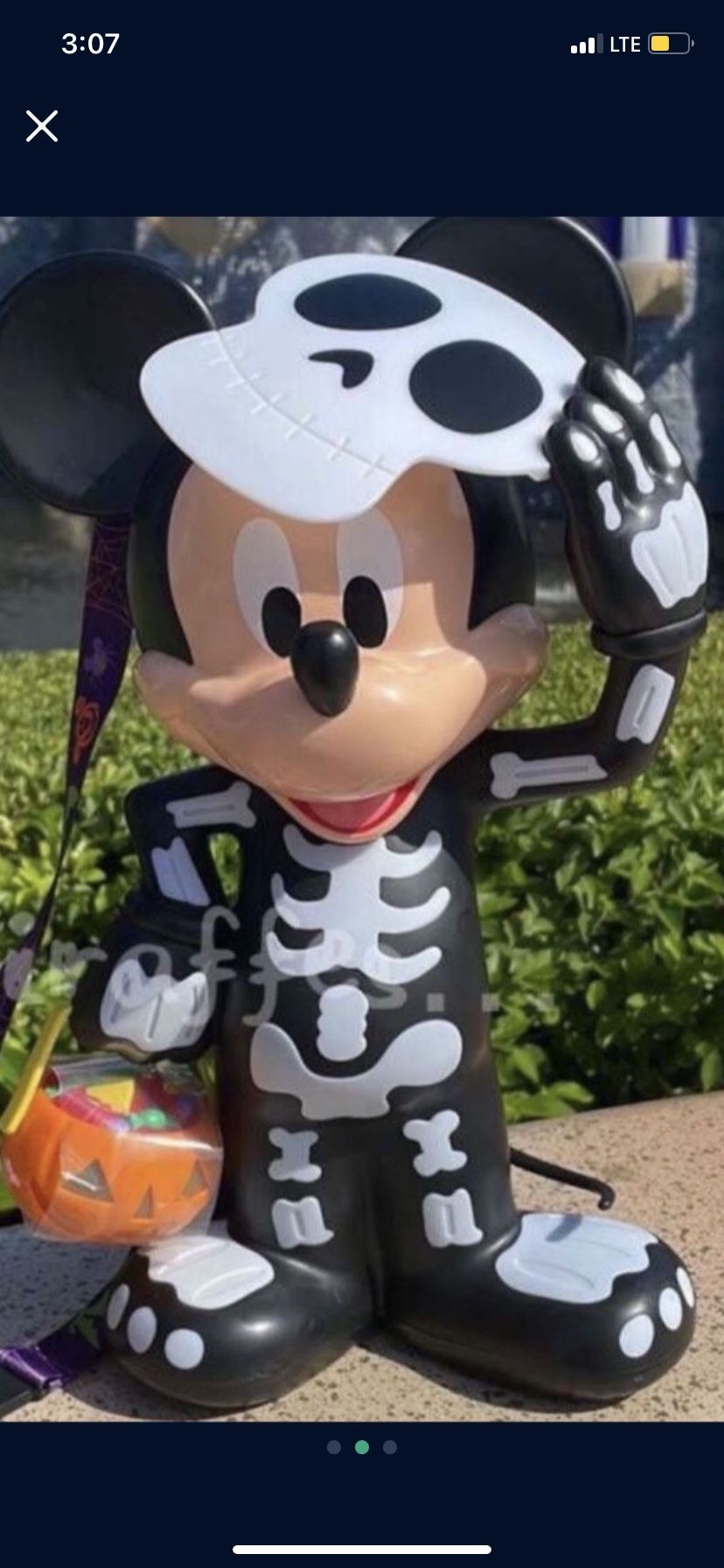 Disney Parks Mickey Mouse Skeleton Popcorn Bucket 2023 Exclusive. Glows In The Dark and Pumpkin in hand lights up $60