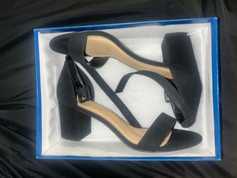 Black suede block heels