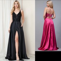 New With Tags Satin & Sequin Long Formal Dress & Prom Dress $175