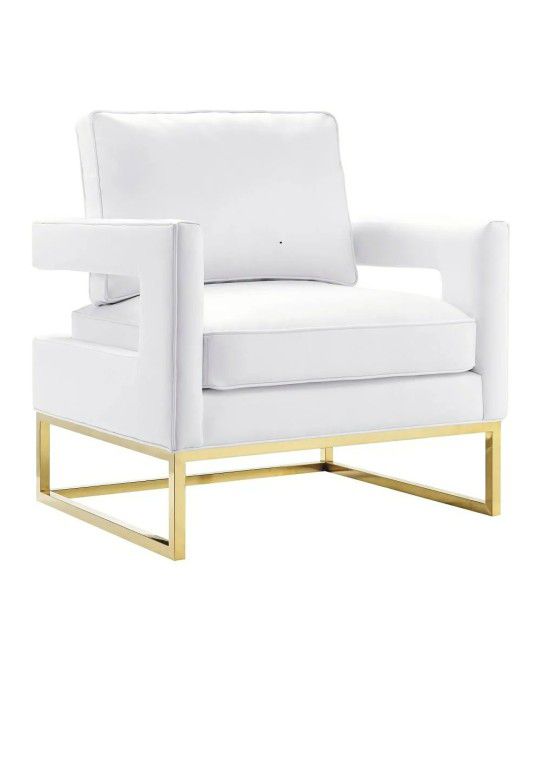 2 White Modern Upholstered Armchairs 29x33.5x35.5 Inches