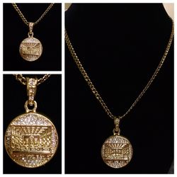14K Gold Plated Cuban Chain With Micro Last Supper Pendant