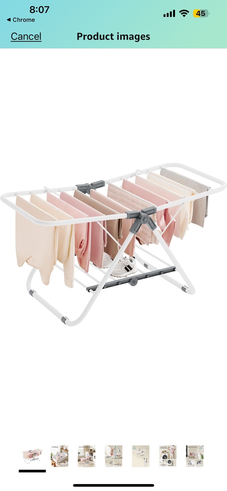 Small Clothes Drying Rack, Foldable 2-Level Laundry Drying Rack, Space-Saving