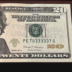 TRINARY $20 Bill, series 2017A, highly collectible 