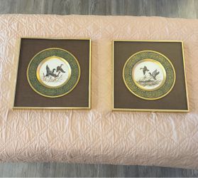 Pair of 1971 Pickard China James Lockhart Duck Plates – Professionally Framed, Wired & Ready to Hang