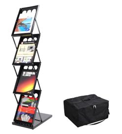 Collapsible Literature Rack Display Stand 4 Pocket w/ Bag - Home Business Equipment