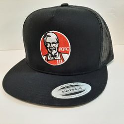 KFC Embroidered Yupoong Classics Flat Bill Trucker Mesh Snapback Cap Hat Black 
