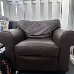 Brown Leather Oversized Arm Chair 