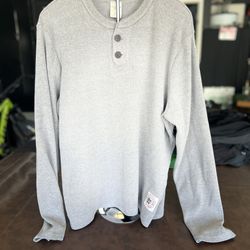 ABERCROMBIE & FITCH LONG SLEEVE HENLEY GREY (MENS SIZE XXL)