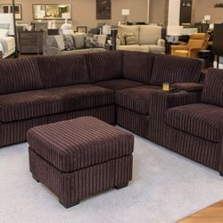 Brown Sofa Sectional w/ FREE Ottoman