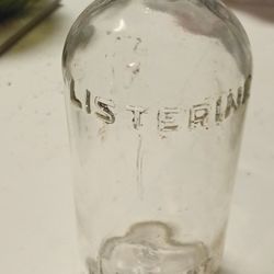 Antique Vintage Late 1920- 40s Embossed Glass Bottle With Original Cap