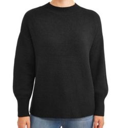  Women's Mock Neck Tunic Sweater in Black