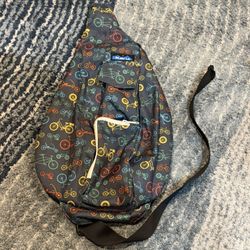 KAVU Climbing Rope Strap Sling Bicycle Print Crossbody Bag Euc Backpack Purse