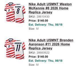 USA jerseys adult medium and large home and away