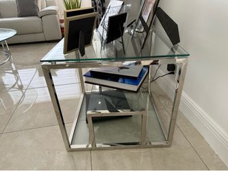 Coffee table- two story silver